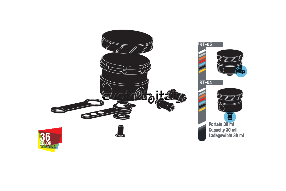 SERBATOIO COMPLETO LIQUIDO FRENO ANTERIORE TUBO LATERALE